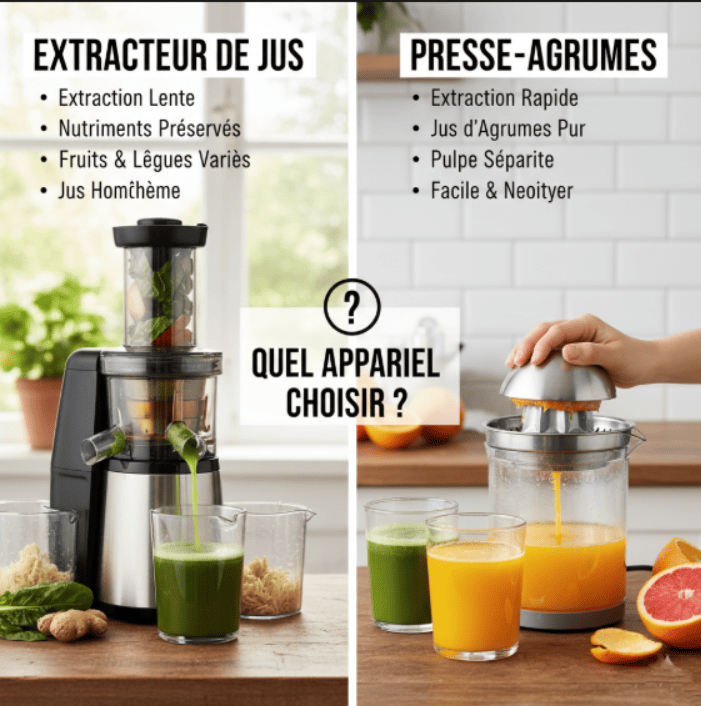 Quelle est la différence entre un extracteur de jus et un presse-agrumes ?