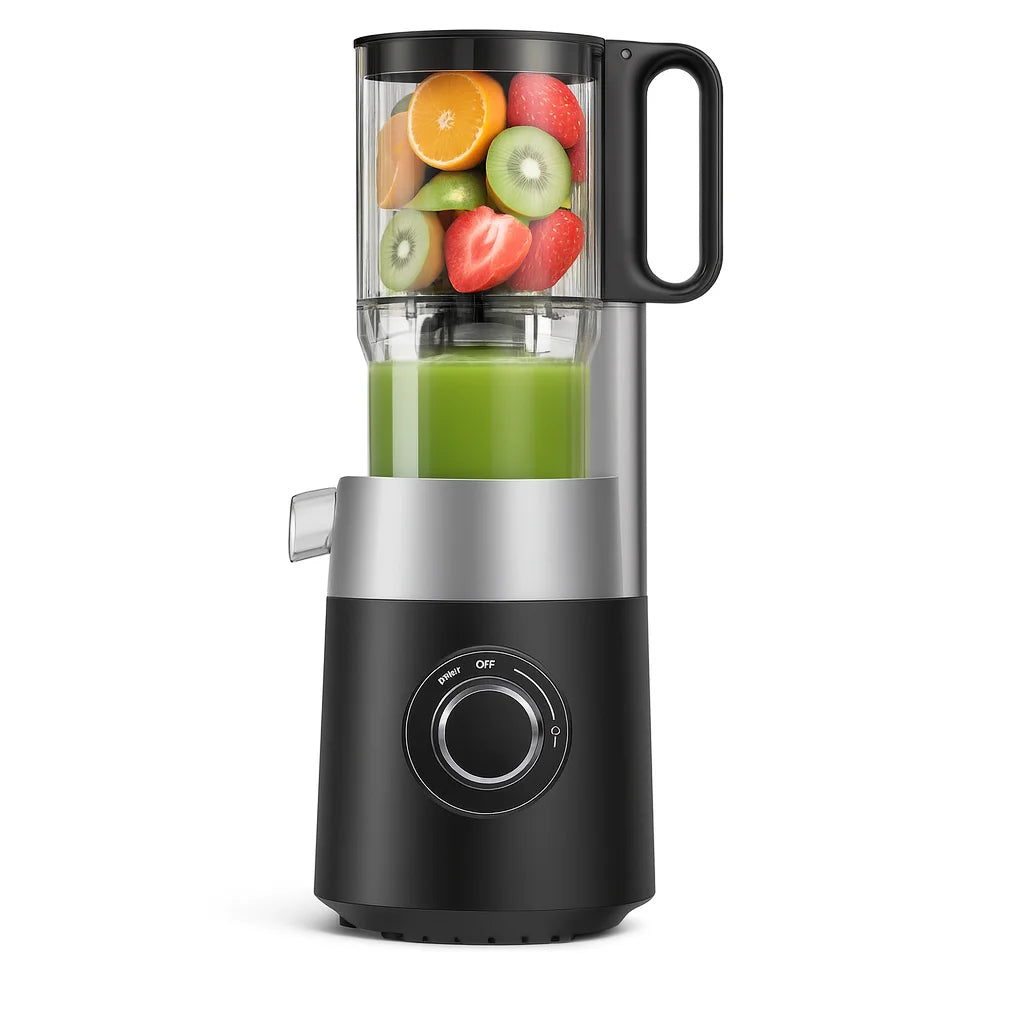 Extracteur de Jus Compact à Pression Froide, vue studio sur fond blanc