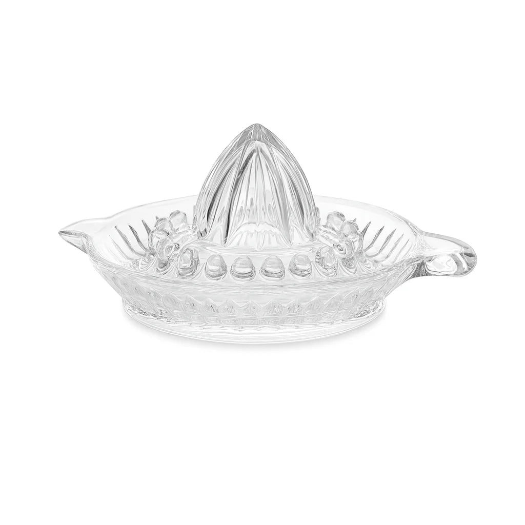 Presse Citron en Verre avec Anse, vue studio sur fond blanc