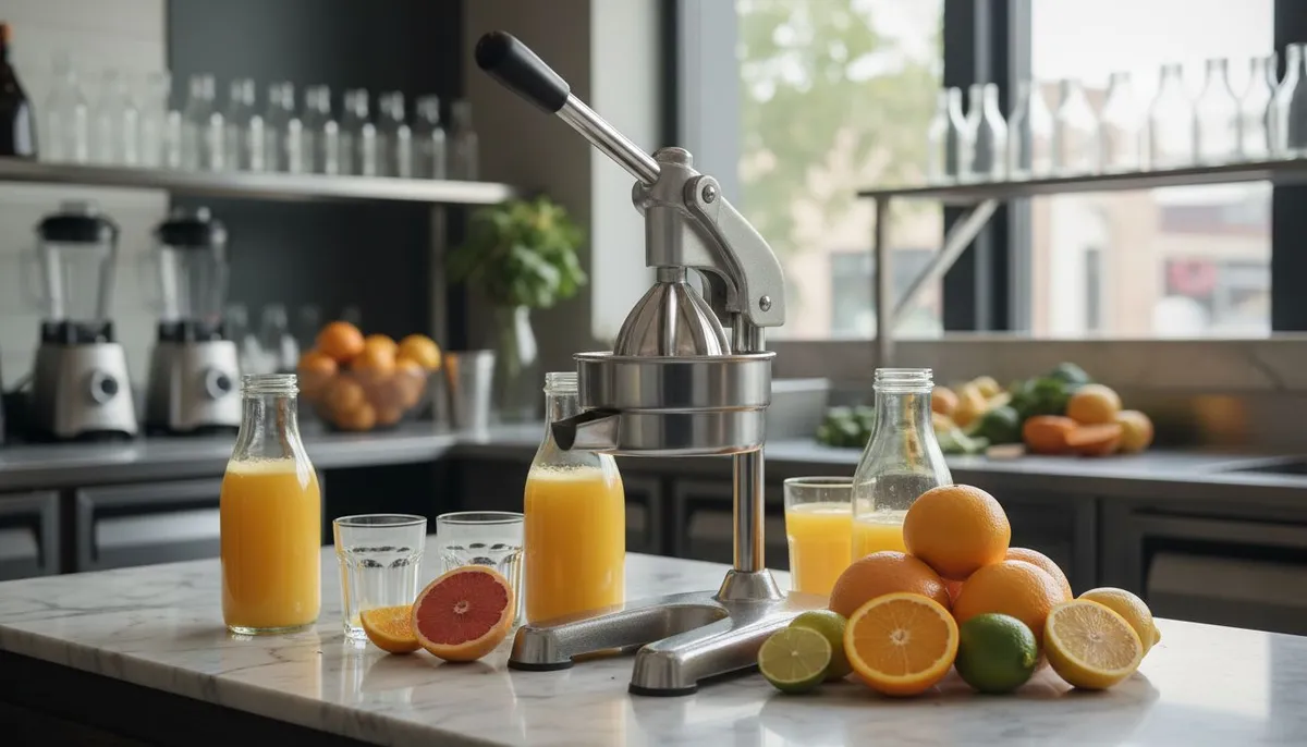 Presse agrume professionnel Santos en inox dans un bar a jus