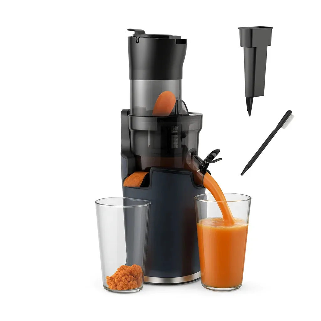 Extracteur de Jus Vertical Fruits Entiers 78 mm, vue studio sur fond blanc