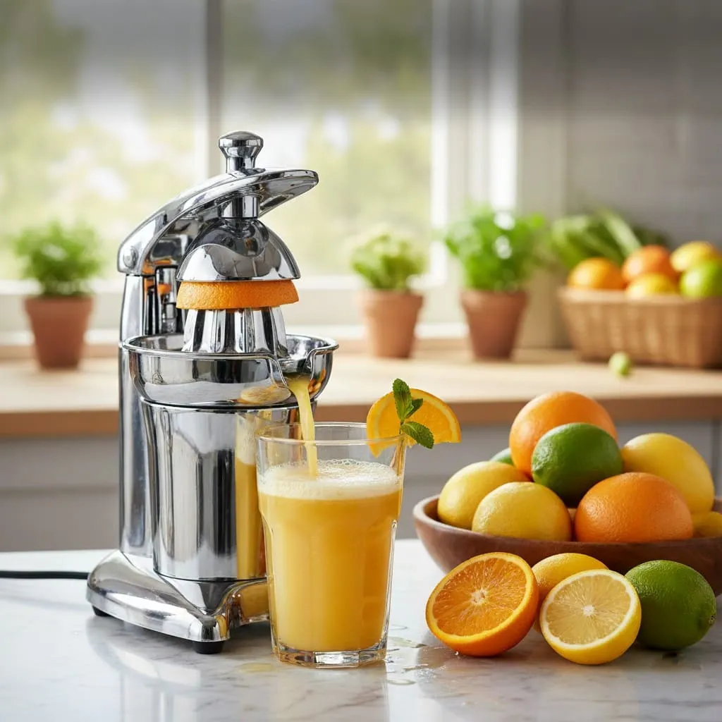 Presse agrume avec plusieurs oranges